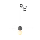 Modern Volcanic Stone and Glass Globe Pendant Light Plug In Swag Lamp