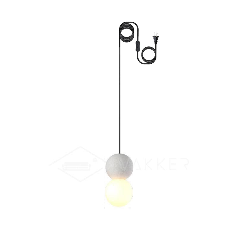 Modern Volcanic Stone and Glass Globe Pendant Light Plug In Swag Lamp