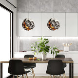 Modern Wabi Sabi Grey Planet Pendant Light Artistic Textured Resin Hanging Ceiling Lamp