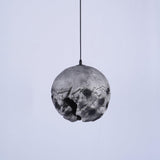 Modern Wabi Sabi Grey Planet Pendant Light Artistic Textured Resin Hanging Ceiling Lamp