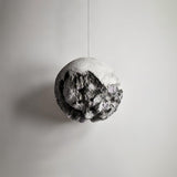 Modern Wabi Sabi Grey Planet Pendant Light Artistic Textured Resin Hanging Ceiling Lamp