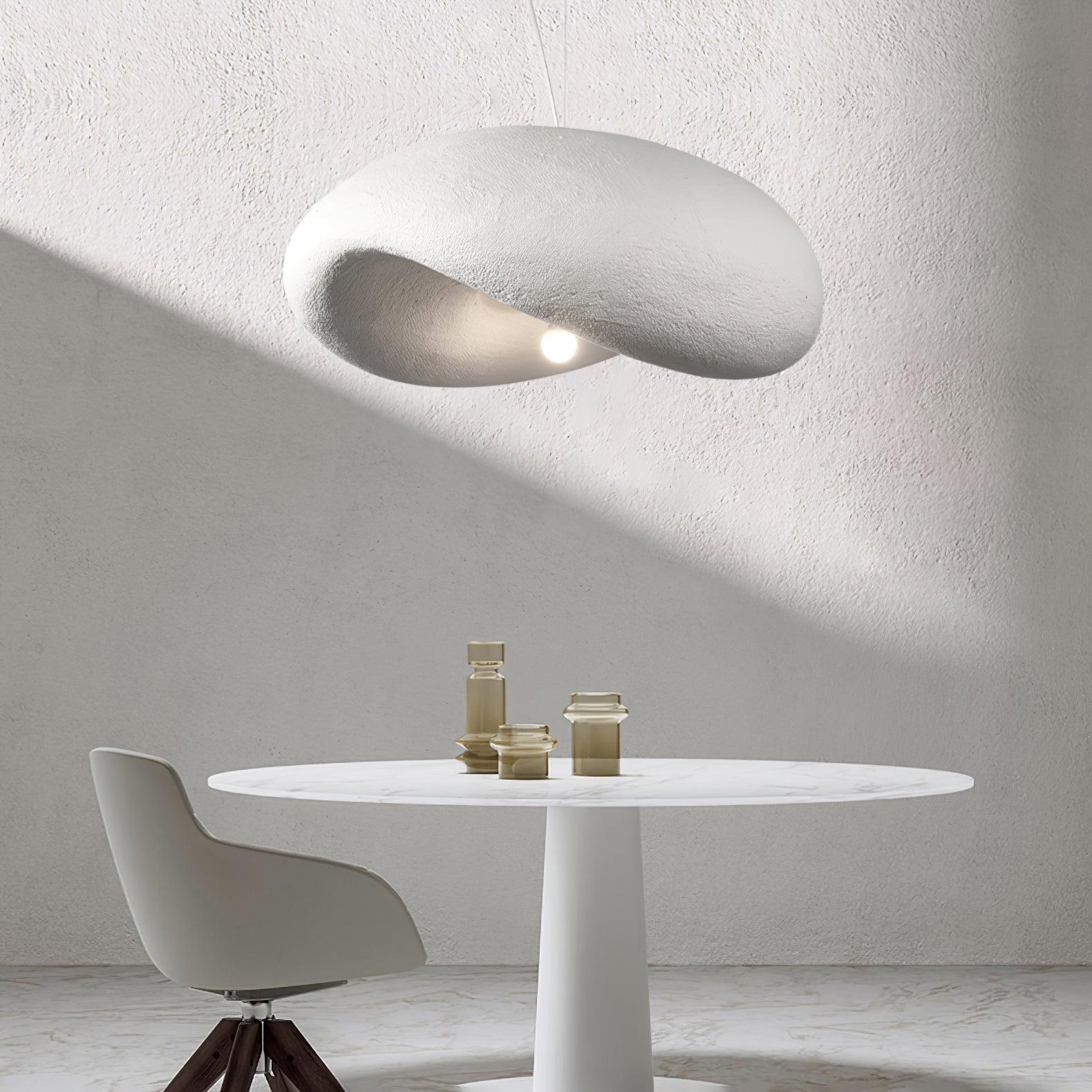 Modern Wabi Sabi Textured White Pendant Light Organic Shape Ceiling Hanging Lamp for Minimalist Interior Decor