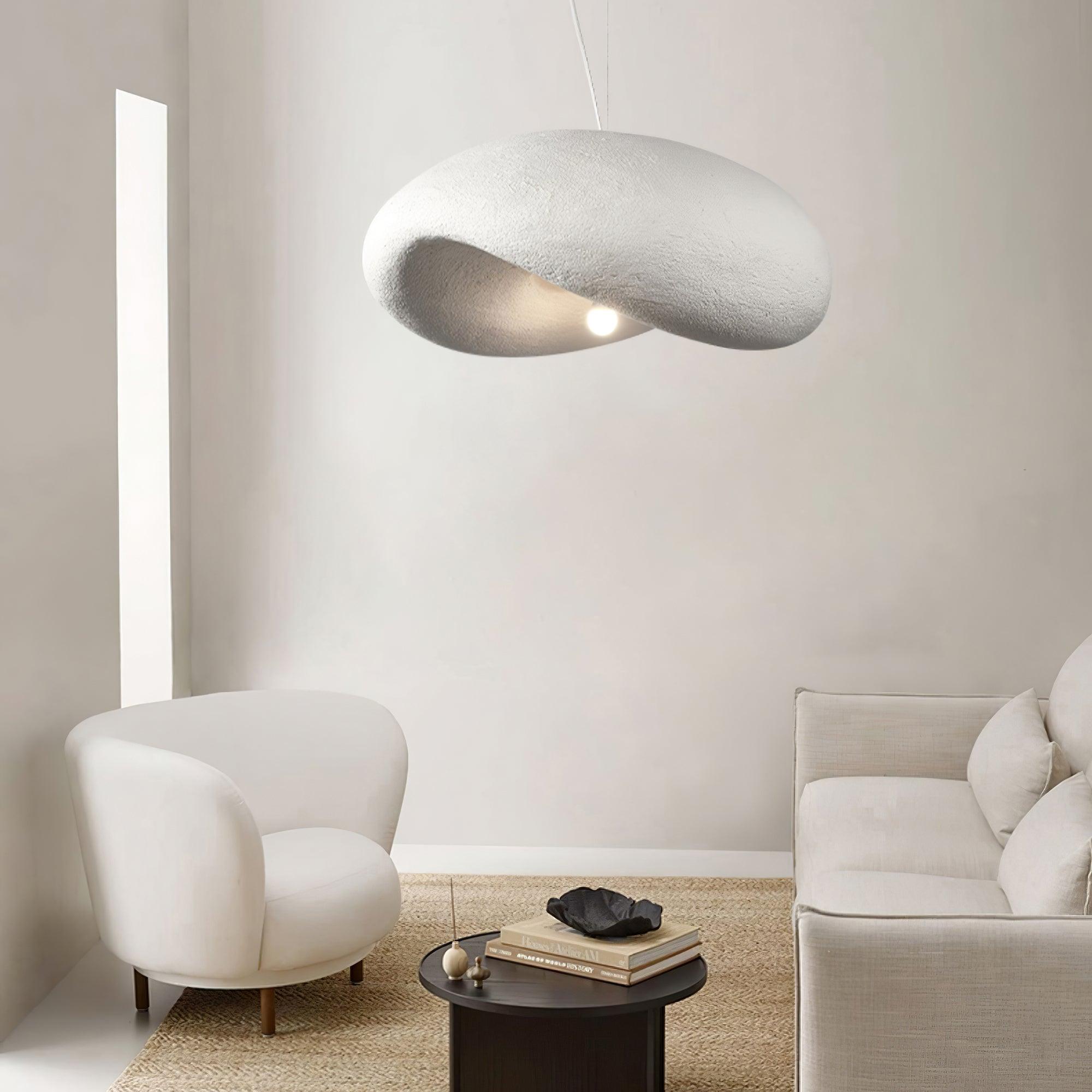 Modern Wabi Sabi Textured White Pendant Light Organic Shape Ceiling Hanging Lamp for Minimalist Interior Decor
