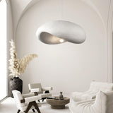 Modern Wabi Sabi Textured White Pendant Light Organic Shape Ceiling Hanging Lamp for Minimalist Interior Decor