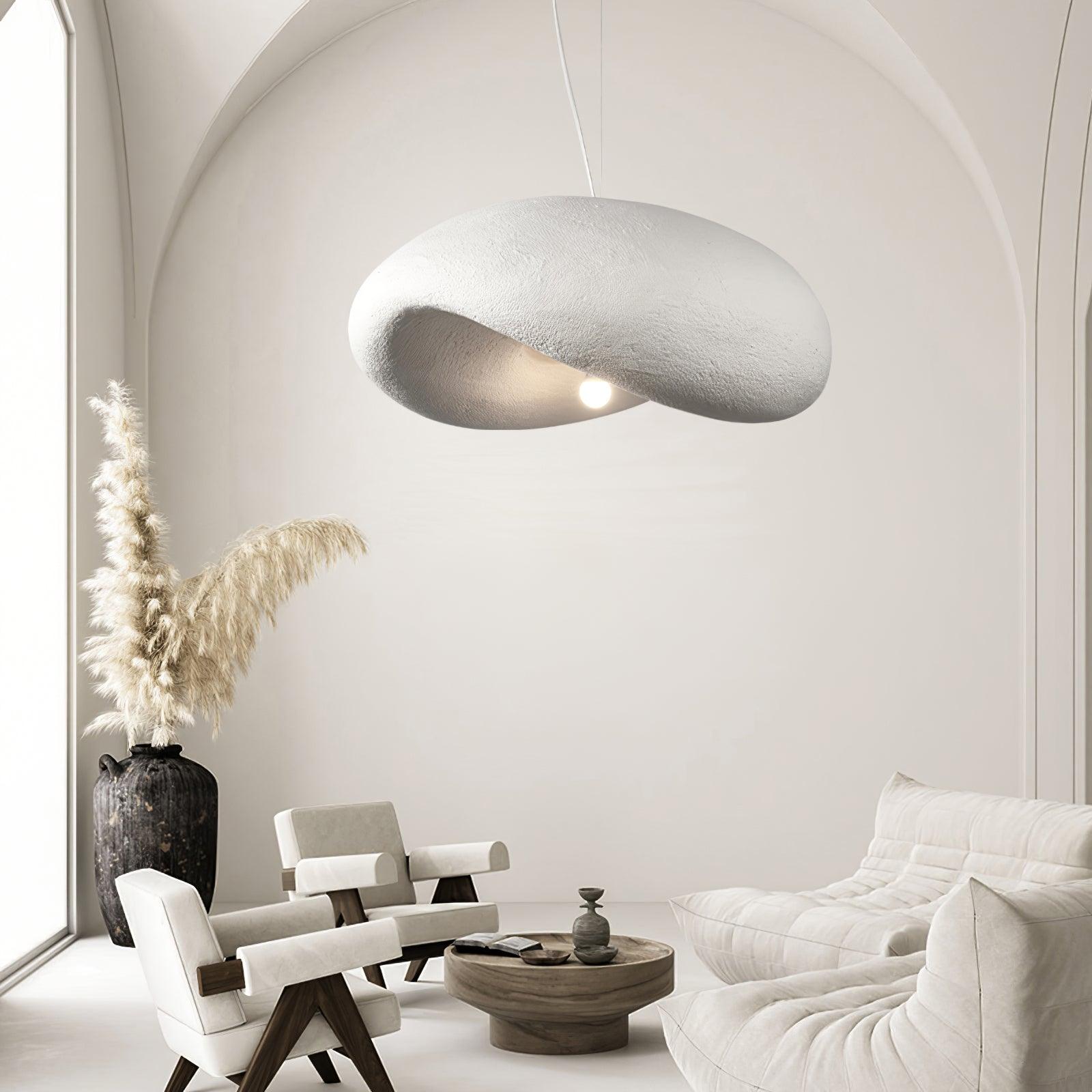 Modern Wabi Sabi Textured White Pendant Light Organic Shape Ceiling Hanging Lamp for Minimalist Interior Decor