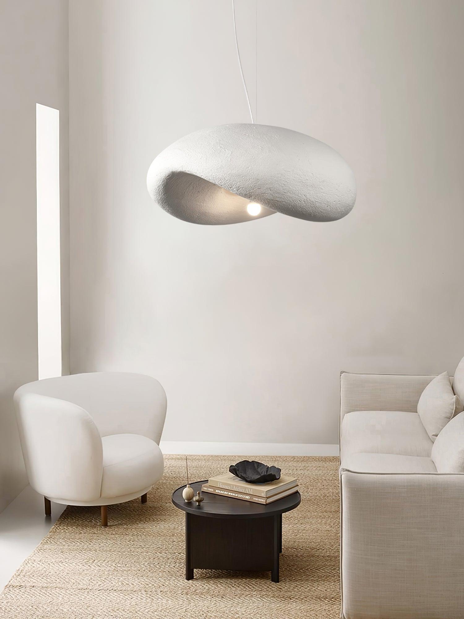 Modern Wabi Sabi Textured White Pendant Light Organic Shape Ceiling Hanging Lamp for Minimalist Interior Decor