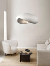 Modern Wabi Sabi Textured White Pendant Light Organic Shape Ceiling Hanging Lamp for Minimalist Interior Decor