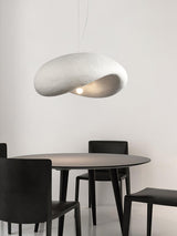Modern Wabi Sabi Textured White Pendant Light Organic Shape Ceiling Hanging Lamp for Minimalist Interior Decor