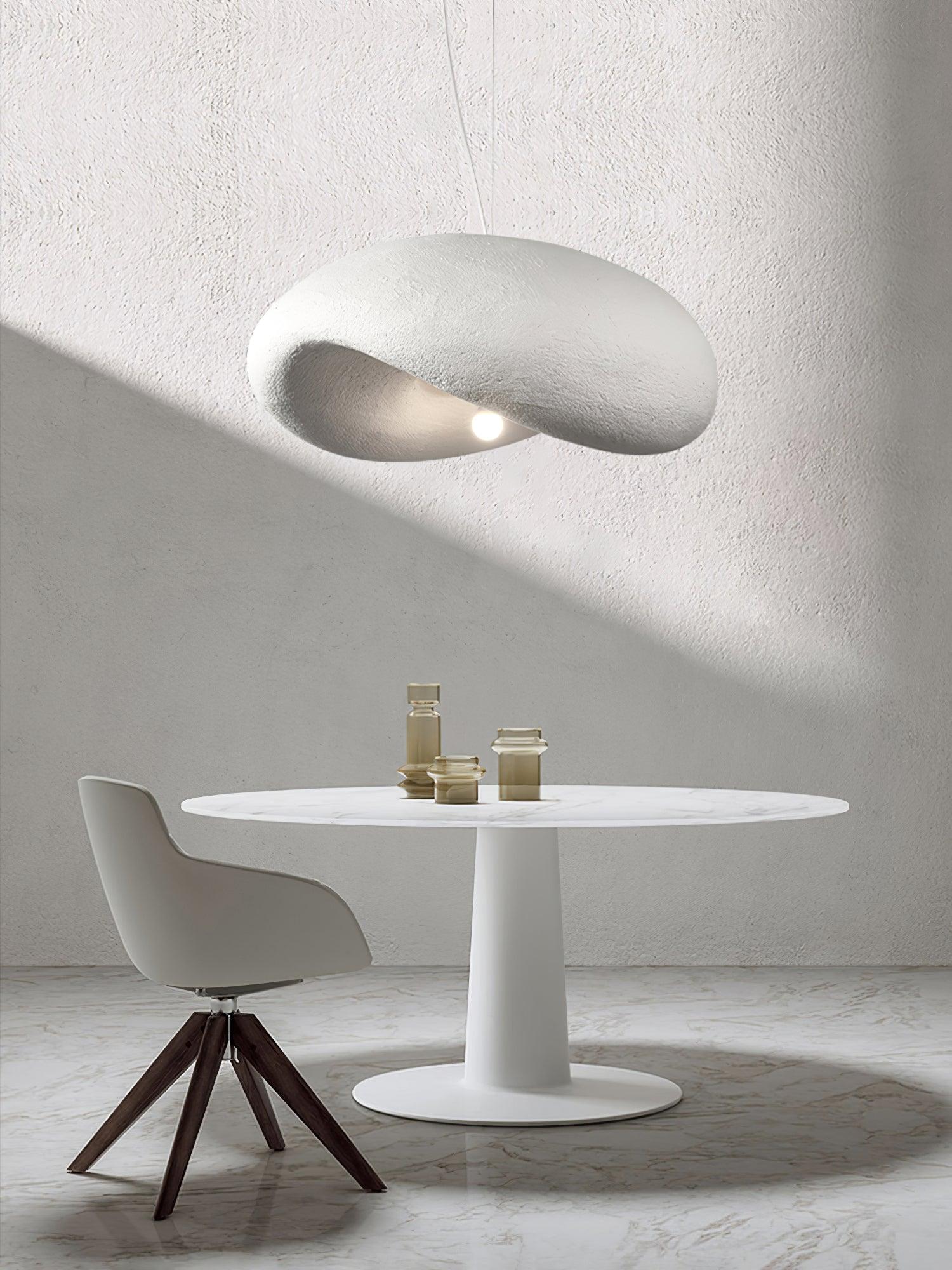 Modern Wabi Sabi Textured White Pendant Light Organic Shape Ceiling Hanging Lamp for Minimalist Interior Decor