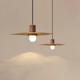 Modern Walnut and Brass Pendant Light Elara Halo Glass Dome Hanging Ceiling Fixture
