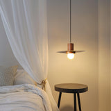 Modern Walnut and Brass Pendant Light Elara Halo Glass Dome Hanging Ceiling Fixture
