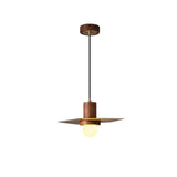 Modern Walnut and Brass Pendant Light Elara Halo Glass Dome Hanging Ceiling Fixture