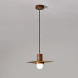 Modern Walnut and Brass Pendant Light Elara Halo Glass Dome Hanging Ceiling Fixture