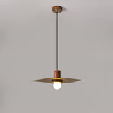 Modern Walnut and Brass Pendant Light Elara Halo Glass Dome Hanging Ceiling Fixture