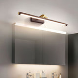 Modern Walnut Tone Linear LED Wall Sconce with Brass Accents and Integrated Lighting
