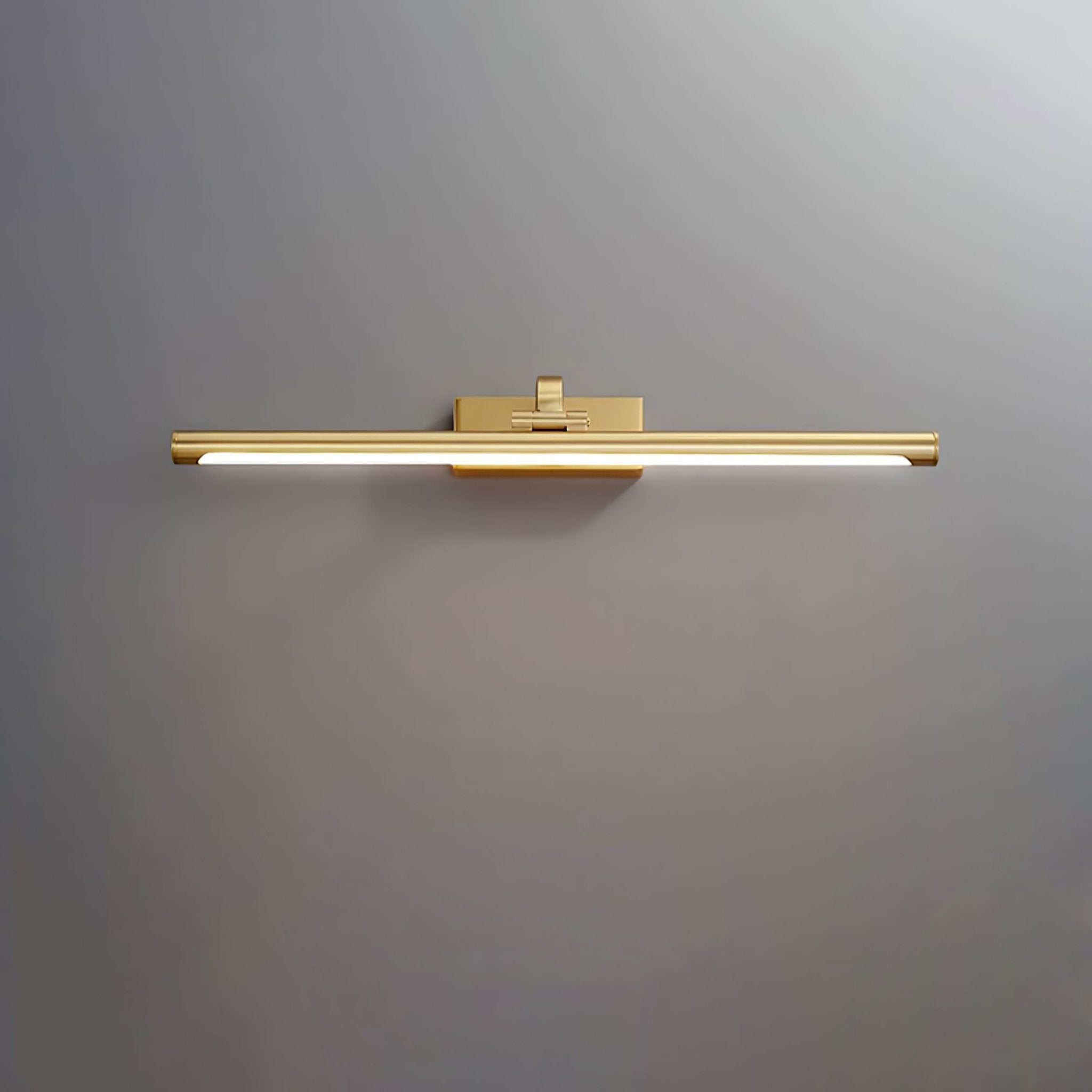 Modern Walnut Tone Linear LED Wall Sconce with Brass Accents and Integrated Lighting