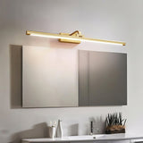 Modern Walnut Tone Linear LED Wall Sconce with Brass Accents and Integrated Lighting