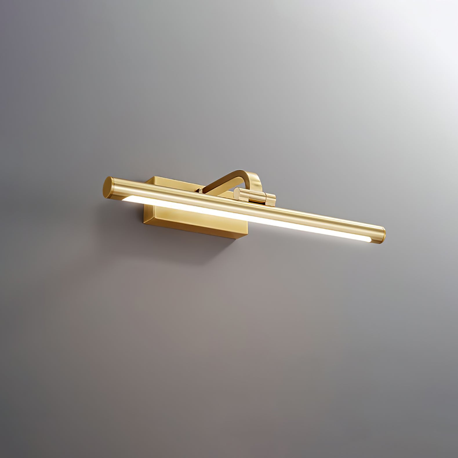 Modern Walnut Tone Linear LED Wall Sconce with Brass Accents and Integrated Lighting