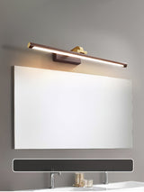 Modern Walnut Tone Linear LED Wall Sconce with Brass Accents and Integrated Lighting