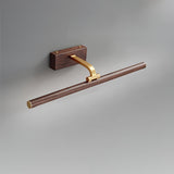 Modern Walnut Tone Linear LED Wall Sconce with Brass Accents and Integrated Lighting