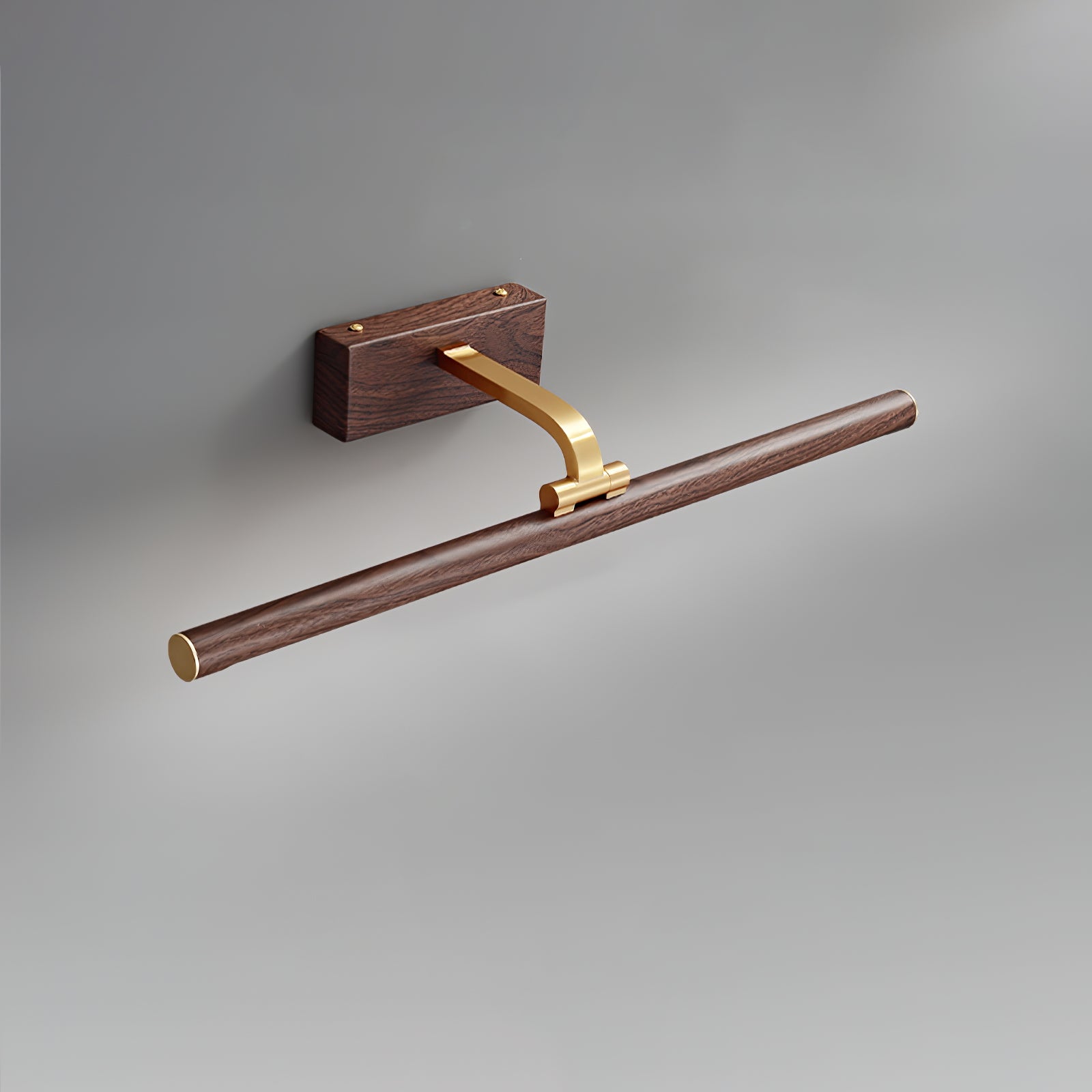 Modern Walnut Tone Linear LED Wall Sconce with Brass Accents and Integrated Lighting