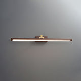 Modern Walnut Tone Linear LED Wall Sconce with Brass Accents and Integrated Lighting