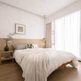 Modern Walnut Wood and Brass Pendant Light Minimalist Hanging Ceiling Fixture for Living Room