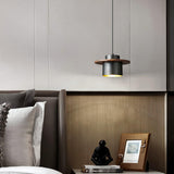 Modern Walnut Wood and Brass Pendant Light Minimalist Hanging Ceiling Fixture for Living Room