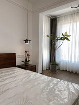 Modern Walnut Wood and Brass Pendant Light Minimalist Hanging Ceiling Fixture for Living Room