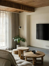 Modern Walnut Wood and Brass Pendant Light Minimalist Hanging Ceiling Fixture for Living Room