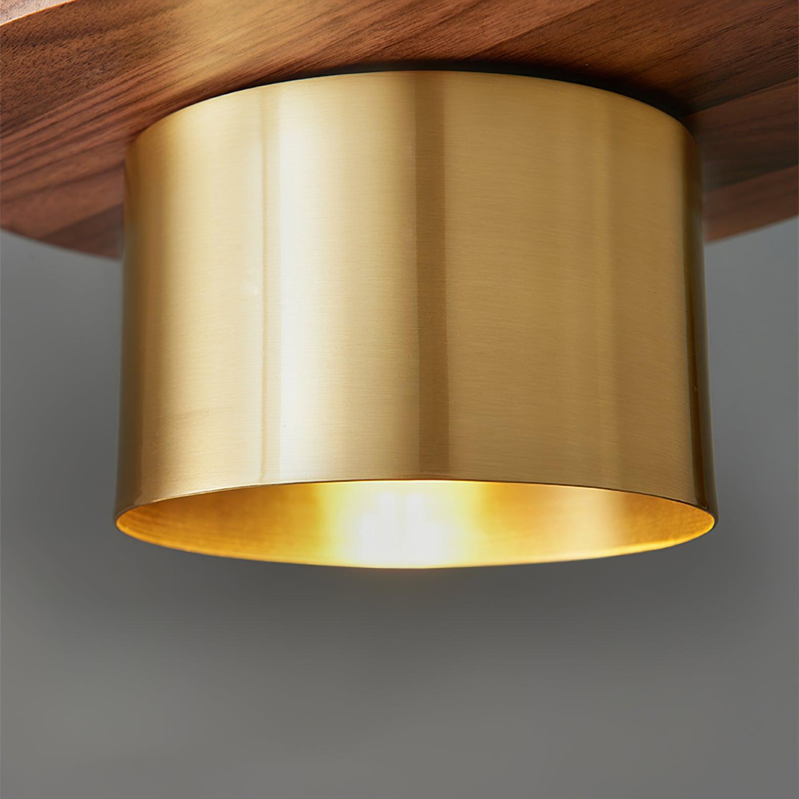 Modern Walnut Wood and Brass Pendant Light Minimalist Hanging Ceiling Fixture for Living Room