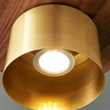 Modern Walnut Wood and Brass Pendant Light Minimalist Hanging Ceiling Fixture for Living Room