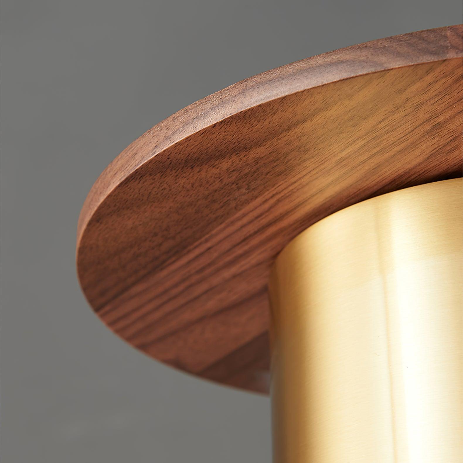 Modern Walnut Wood and Brass Pendant Light Minimalist Hanging Ceiling Fixture for Living Room