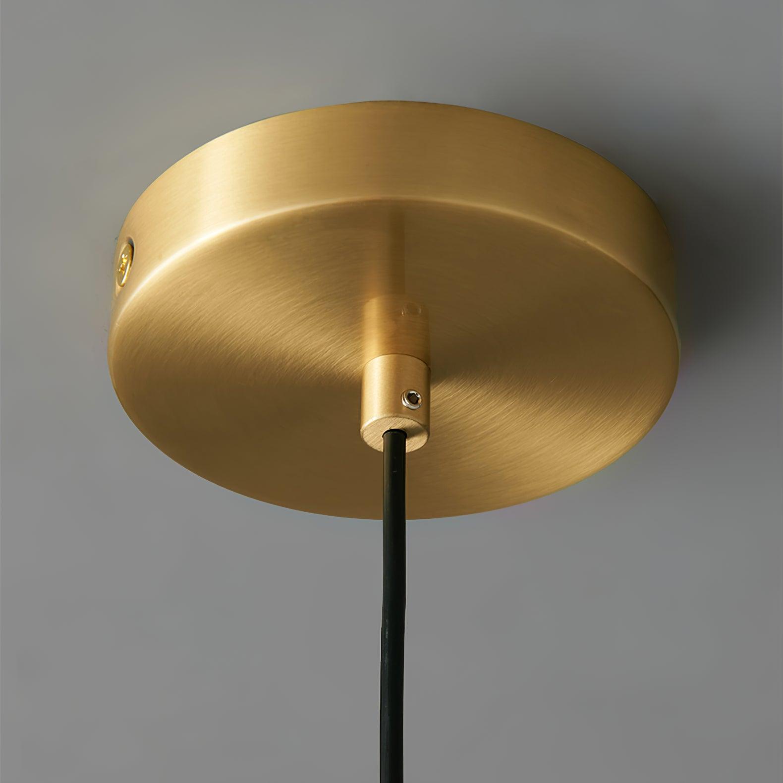 Modern Walnut Wood and Brass Pendant Light Minimalist Hanging Ceiling Fixture for Living Room