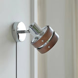 Modern Walnut Wood and Chrome Plug In Wall Sconce with Adjustable Tilt Head