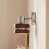 Modern Walnut Wood and Chrome Wall Sconce Set of 2 Adjustable Japanese Style Indoor Lamp