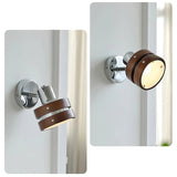 Modern Walnut Wood and Chrome Wall Sconce Set of 2 Adjustable Japanese Style Indoor Lamp