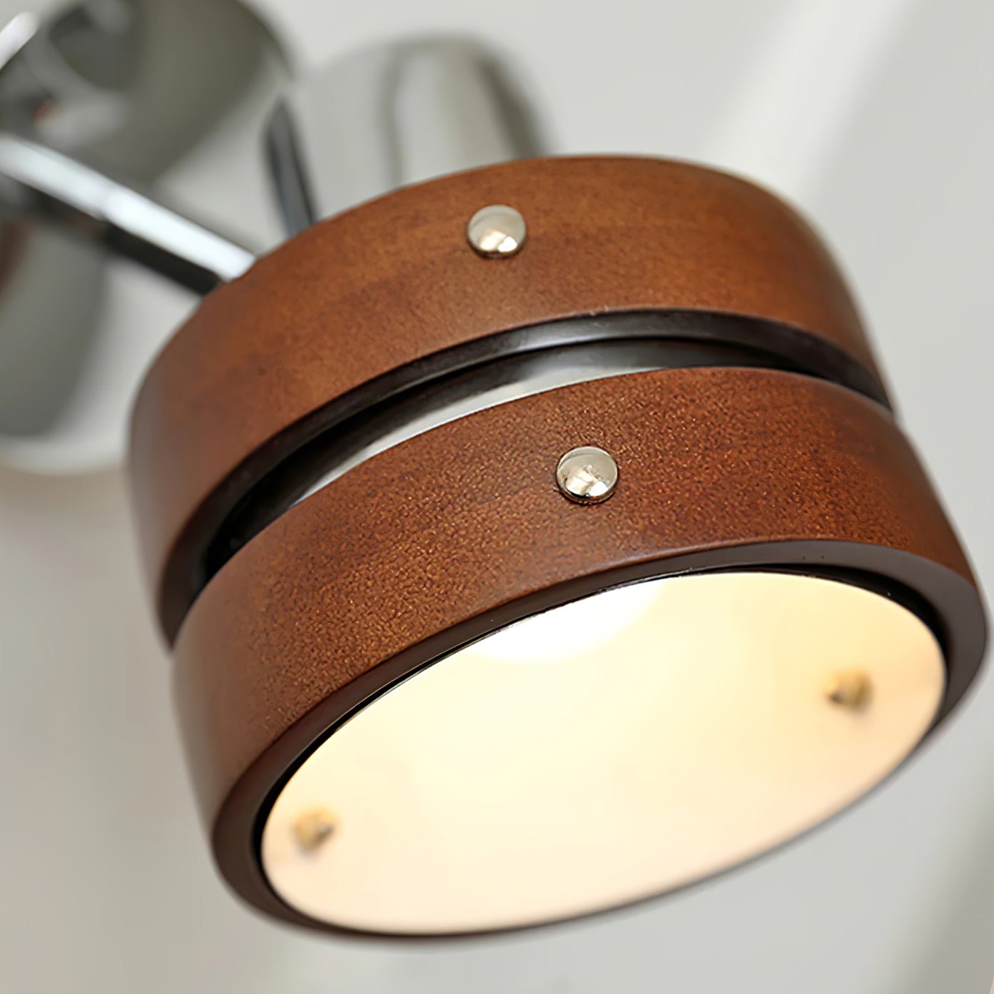 Modern Walnut Wood and Chrome Wall Sconce Set of 2 Adjustable Japanese Style Indoor Lamp
