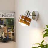 Modern Walnut Wood and Chrome Wall Sconce Set of 2 Adjustable Japanese Style Indoor Lamp