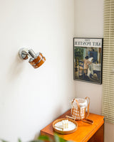 Modern Walnut Wood and Chrome Wall Sconce Set of 2 Adjustable Japanese Style Indoor Lamp