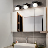 Modern Walnut Wood Bathroom Vanity Light with Adjustable Spotlights and Glass Shades 2 or 3 Lights