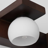 Modern Walnut Wood Bathroom Vanity Light with Adjustable Spotlights and Glass Shades 2 or 3 Lights