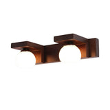 Modern Walnut Wood Bathroom Vanity Light with Adjustable Spotlights and Glass Shades 2 or 3 Lights