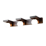 Modern Walnut Wood Bathroom Vanity Light with Adjustable Spotlights and Glass Shades 2 or 3 Lights