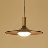 Modern Walnut Wood Flying Saucer Pendant Light Nordic LED Hanging Chandelier for Dining Room