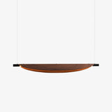 Modern Walnut Wood Grain LED Board Pendant Light for Office and Dining Room