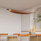 Modern Walnut Wood Grain LED Board Pendant Light for Office and Dining Room