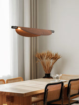 Modern Walnut Wood Grain LED Board Pendant Light for Office and Dining Room