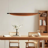 Modern Walnut Wood Grain LED Board Pendant Light for Office and Dining Room