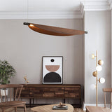 Modern Walnut Wood Grain LED Board Pendant Light for Office and Dining Room